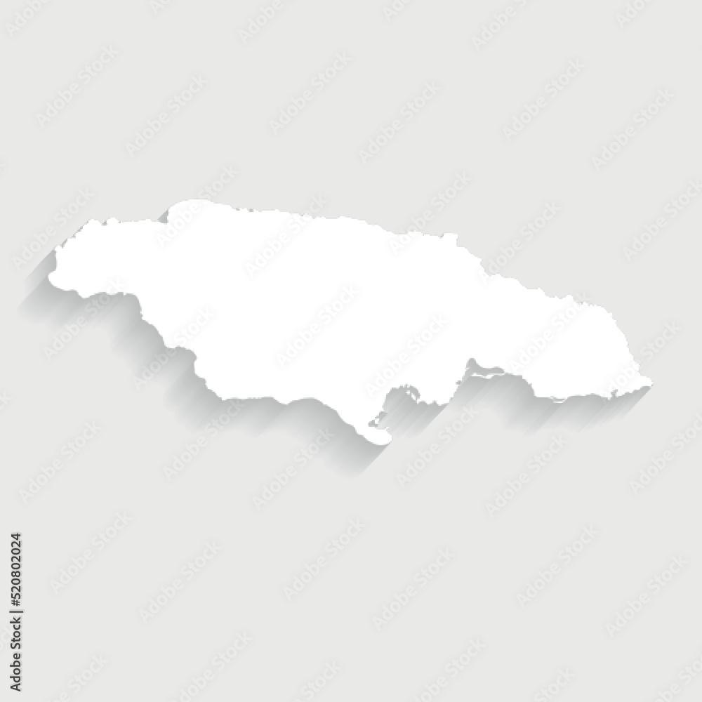 Simple white Jamaica map on gray background, vector