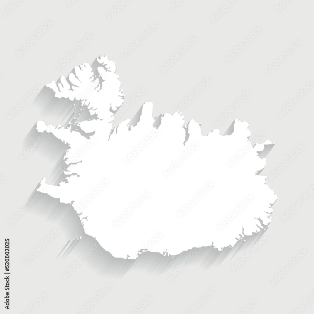 Simple white Iceland map on gray background, vector