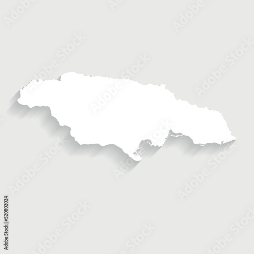 Simple white Jamaica map on gray background, vector