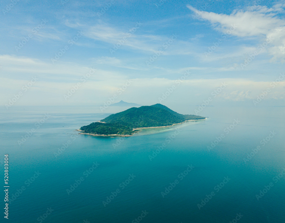 Aerial drone view of tropical island scenery at Besar Island or Pulau Besar in Mersing, Johor, Malaysia Aerial drone view of tropical island scenery at Besar Island or Pulau Besar in Mersing, Johor, Malaysia