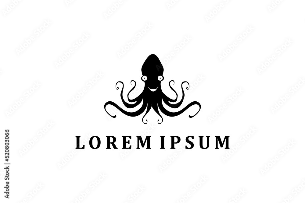 Octopus Cuttlefish Squid Tentacles Logo with simple minimalist line art ...