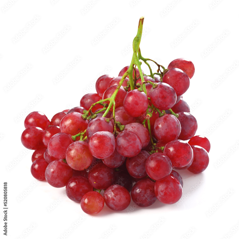 Red grape with leaf isolated on white background Red grape with leaf isolated on white background
