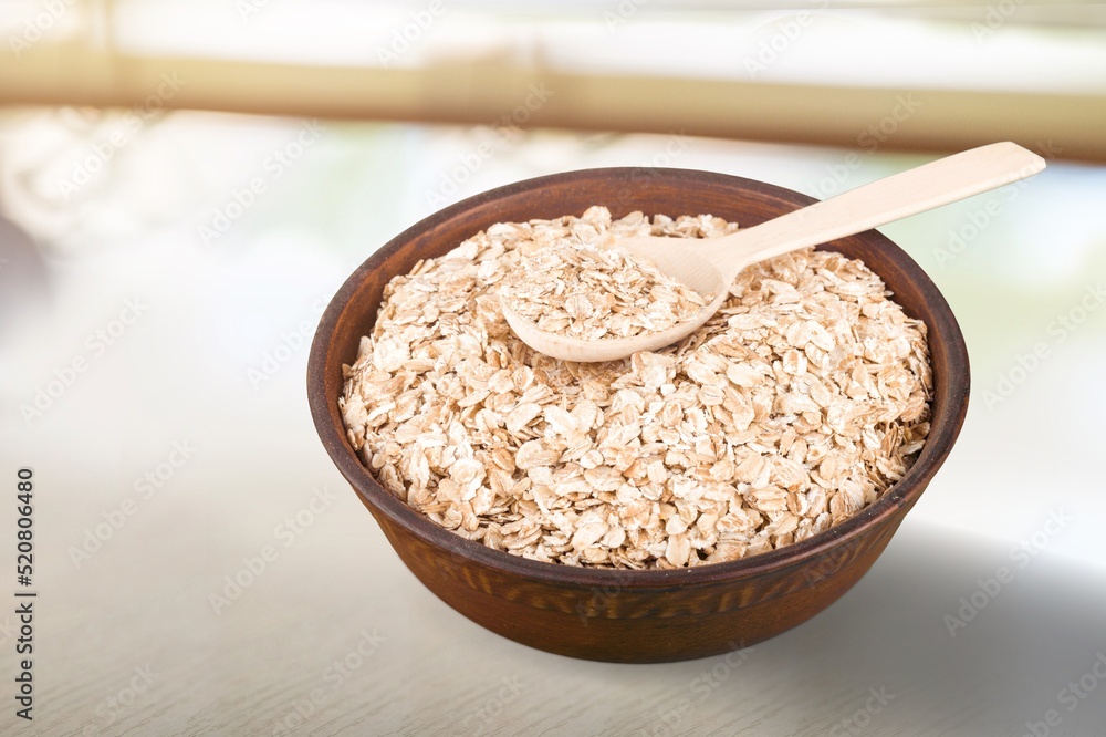 Mix of oat and rye flakes on the desk