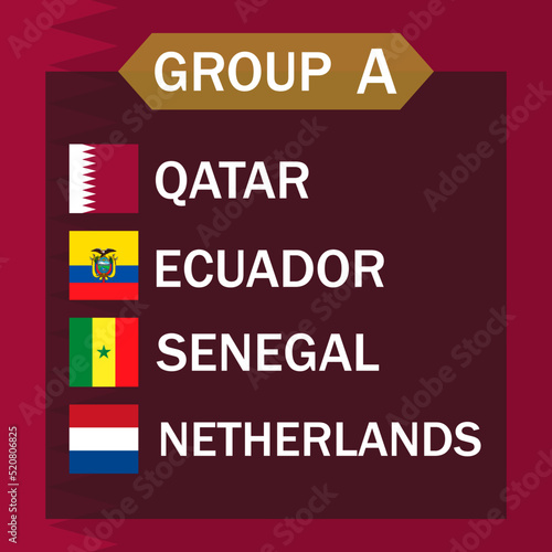Match schedule group A. International soccer tournament in Qatar. Vector illustration.
