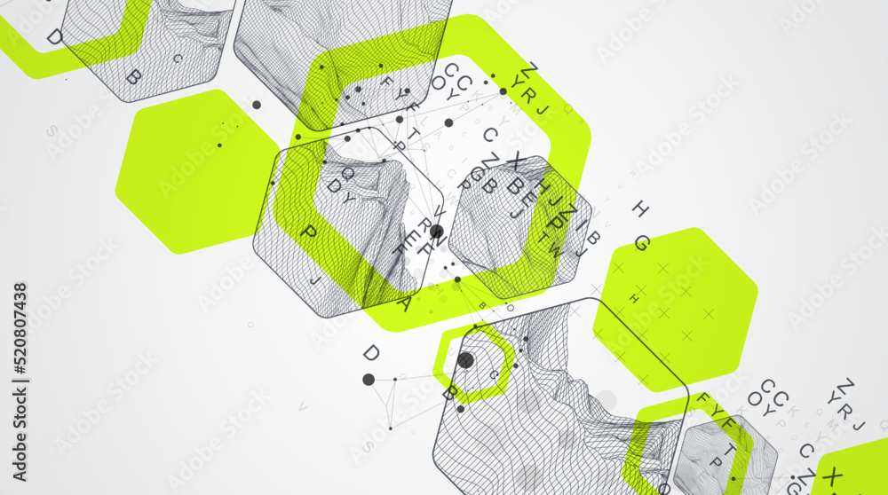 Modern science or technology abstract background using hexagonal shapes. Wireframe spot surface illustration. Vector. Modern science or technology abstract background using hexagonal shapes. Wireframe spot surface illustration. Vector.