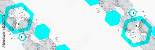 Modern science or technology abstract background using hexagonal shapes. Wireframe spot surface illustration. Vector.
