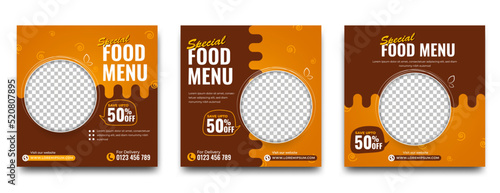Food promotion social media post template design collection