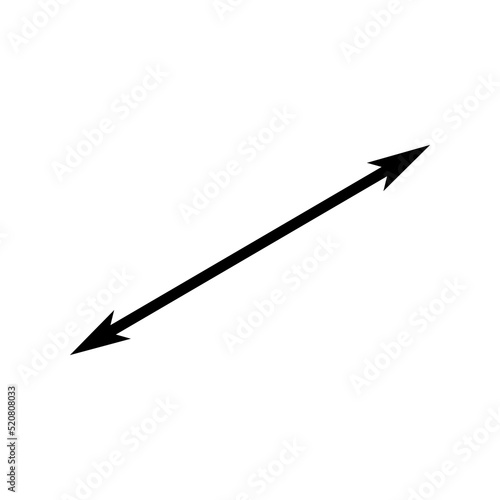 Diagonal thin double arrow. Vector illustration.  