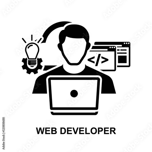 Web developer icon isolated on white background vector illustration.