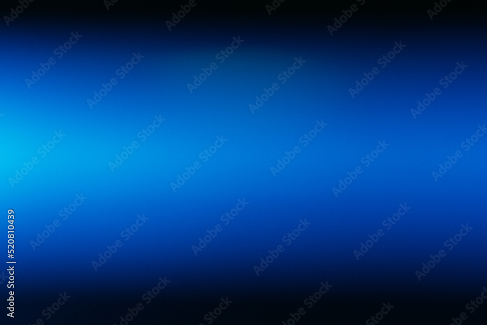 Blur glow background. Neon light flare. Fluorescent radiance. Defocused UV blue color gradient on dark black modern decorative abstract overlay with copy space.