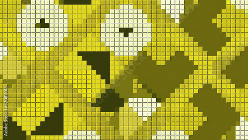 Moving geometric pattern of pixels. Motion. Pixel stylish animation with moving geometric shapes. Colorful animation with pixels and pattern of shapes