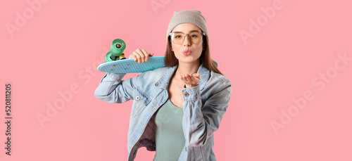 Stylish young girl with ska...