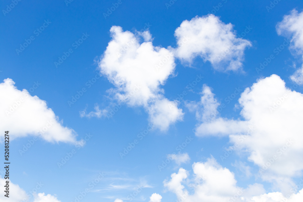 Clear blue color sky with white cloud background