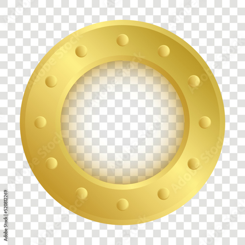 golden porthole marine ship isolated on transparent background
