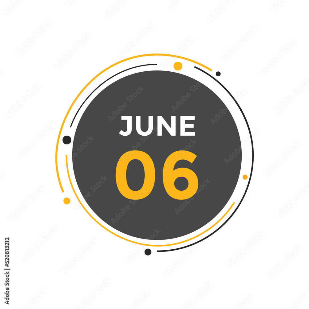 june 6 calendar reminder. 6th june daily calendar icon template. Vector illustration
june 6 calendar reminder. 6th june daily calendar icon template. Vector illustration