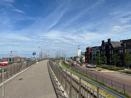 Fotografering The boulevard in the harbor of Harlingen