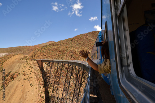 Train to the clouds in Salta Province, Argentina. The Polvorilla Viaduct, in the High Andes, Salta Province, Argentina