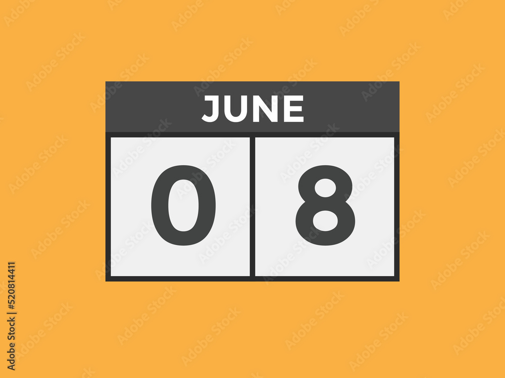 june 8 Calendar icon Design. Calendar Date 8th june. Calendar template
june 8 Calendar icon Design. Calendar Date 8th june. Calendar template
