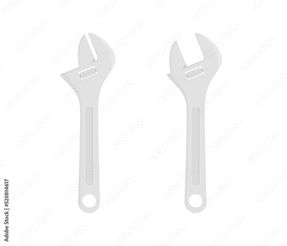 Adjustable wrench illustration vector flat design editable. Wrench icon. Adjustable wrench illustration vector flat design editable. Wrench icon.