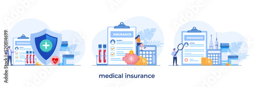 Health insurance, health insurance, protection concept, umbrella, healthcare, landing page flat illustration vector landing page