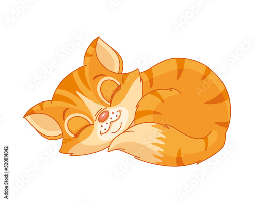 Fototapeta Naklejka Na Ścianę i Meble -  Red cat sleeping cartoon vector illustration