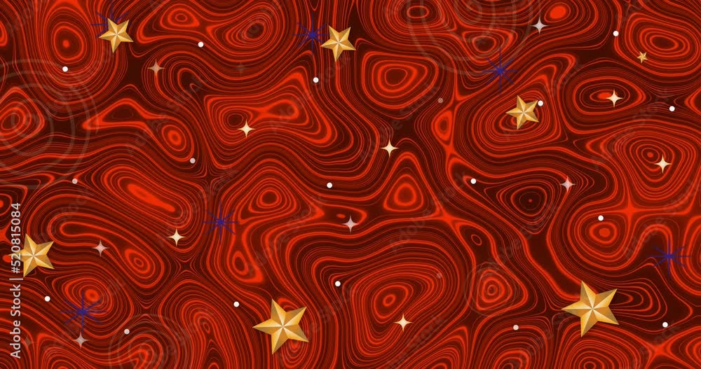 Animation of stars over red wavy background Animation of stars over red wavy background