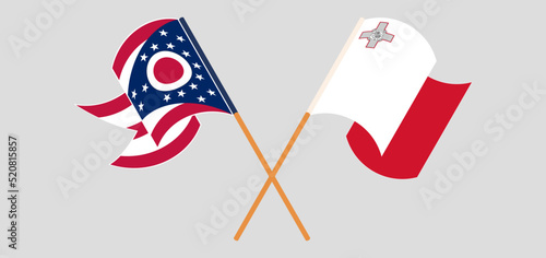 Crossed and waving flags of the State of Ohio and Malta