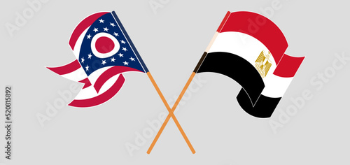 Crossed and waving flags of the State of Ohio and Egypt