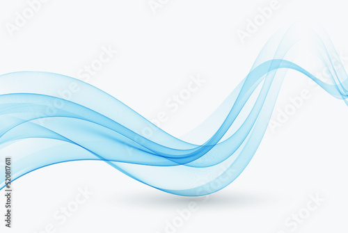 Blue transparent wave on white background.Abstract vector wave background.
