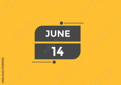 june 14 Calendar icon Design. Calendar Date 14th june. Calendar template 
