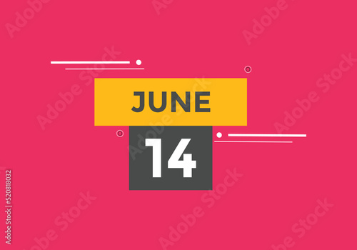 june 14 Calendar icon Design. Calendar Date 14th june. Calendar template 
