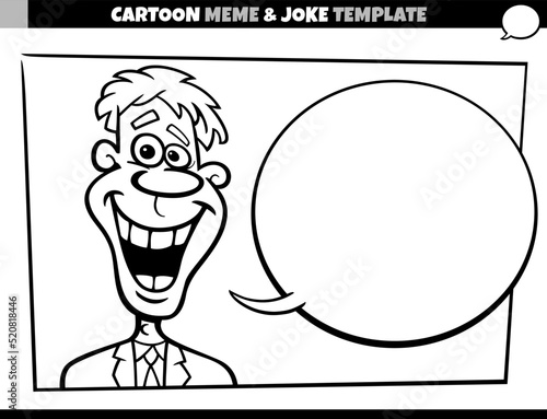 black and white cartoon meme template with comic guy