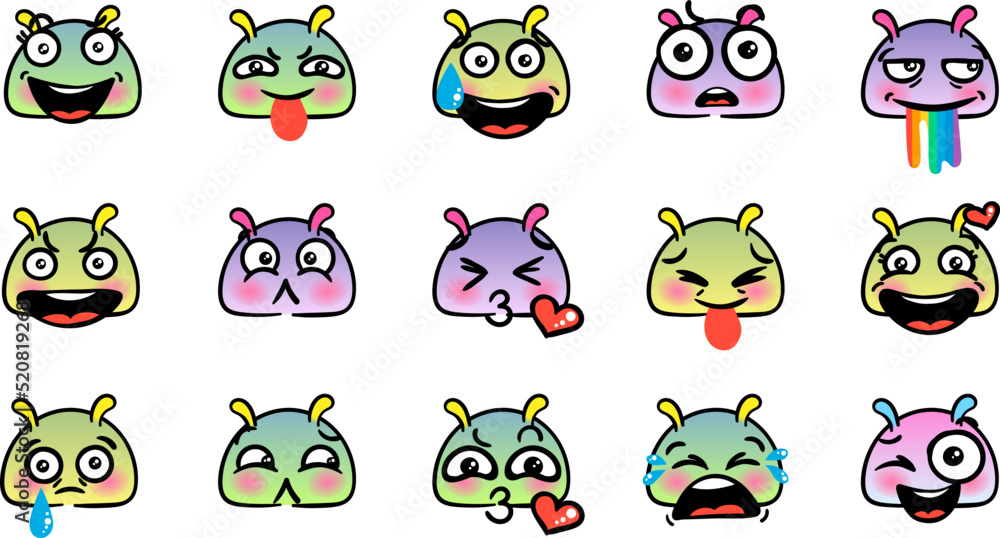 Various Cartoon Emoticons Set. Doodle faces, eyes and mouth. Caricature comic expressive emotions, smiling, crying and surprised character face expressions Various Cartoon Emoticons Set. Doodle faces, eyes and mouth. Caricature comic expressive emotions, smiling, crying and surprised character face expressions