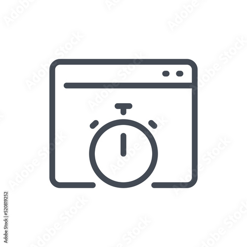 Response time and online time tracking line icon. Web page with stopwatch vector outline sign.