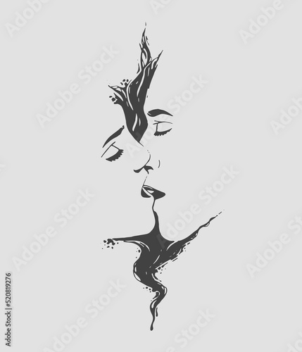 Romantic kiss concept abstract illustration
