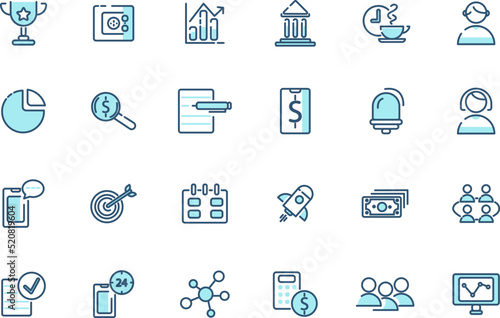 Set of 24 Office and workplace web icons in line style. Teamwork, workplace, coffee, work, business, employee. Vector illustration.