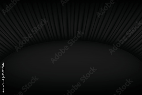 Black Curtain Background. Celebration Event or Grand Opening Backdrop. Wallpaper. Vector
