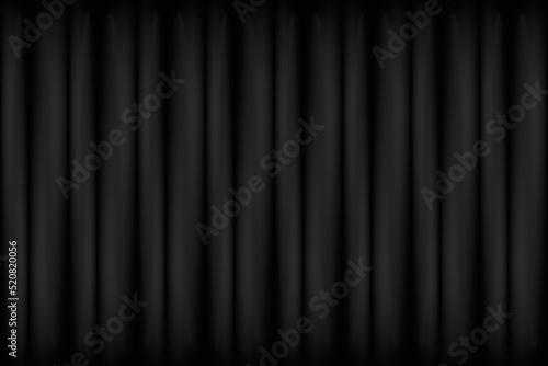 Black Curtain Background. Celebration Event or Grand Opening Backdrop. Wallpaper. Vector