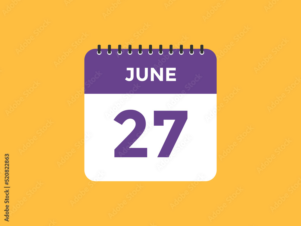 june 27 calendar reminder. 27th june daily calendar icon template. Vector illustration
june 27 calendar reminder. 27th june daily calendar icon template. Vector illustration