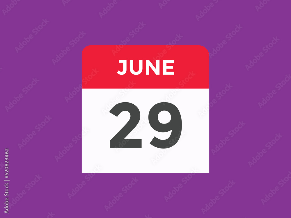 june 29 Calendar icon Design. Calendar Date 29th june. Calendar template 
 - obrazy, fototapety, plakaty 