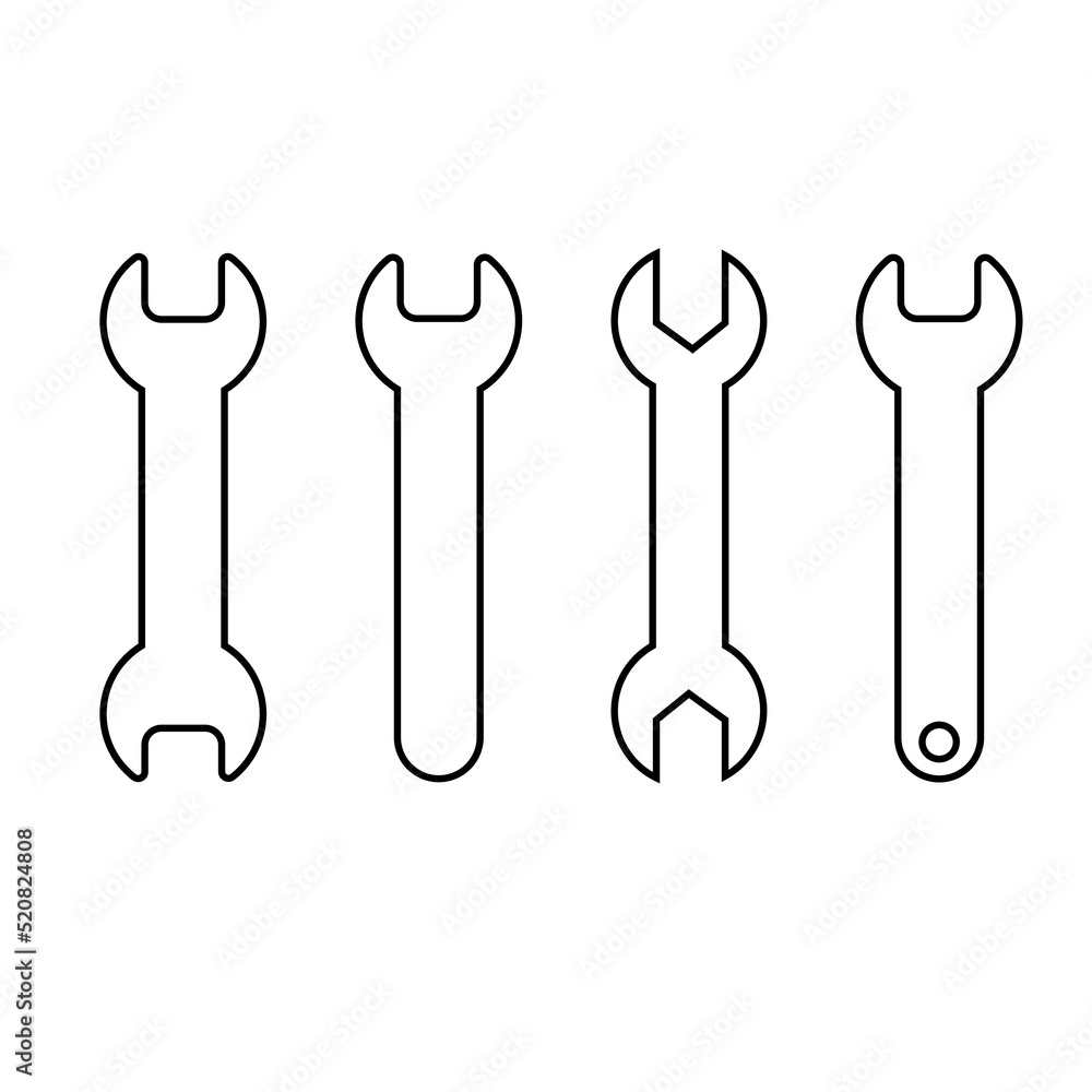 Wrench tool symbol in line style. Vector illustration Wrench tool symbol in line style. Vector illustration