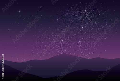ベクター背景素材_夜空_山