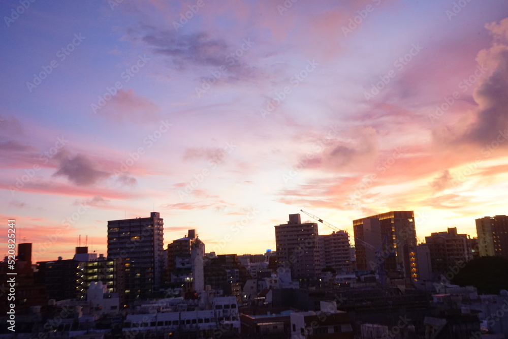 Evening City scape of Naha in Okinawa, japan - 日本 沖縄 那覇の街並み 夕日