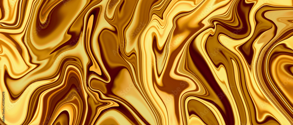 Artistic luxury liquid metal glossy gold with a caramel-like marbled metal texture for decoration Artistic luxury liquid metal glossy gold with a caramel-like marbled metal texture for decoration