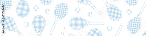 banner, background with tennis rockets and balls - vector illustration