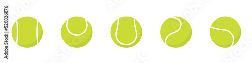 green tennis ball set - vector illustration