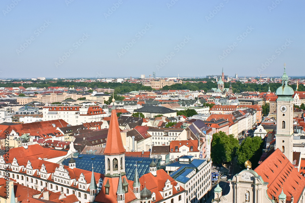 Aerial view of old town of Munich Germany