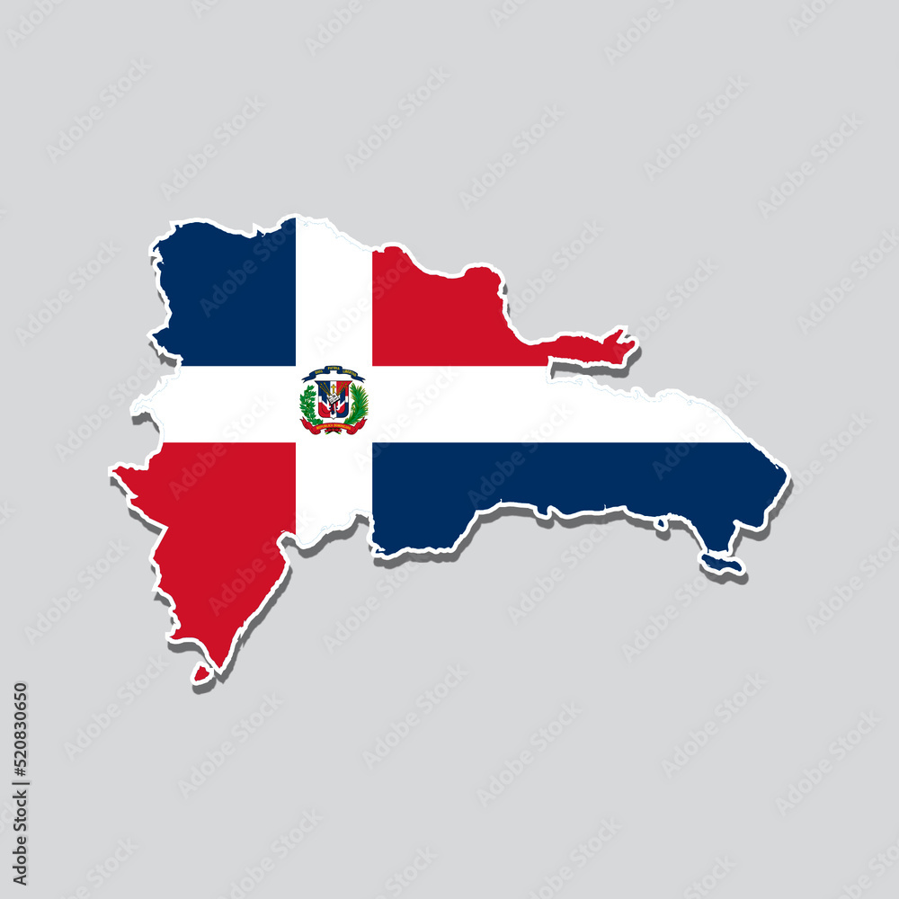 Obraz premium Flag of Dominican Republic in the shape of the country's map