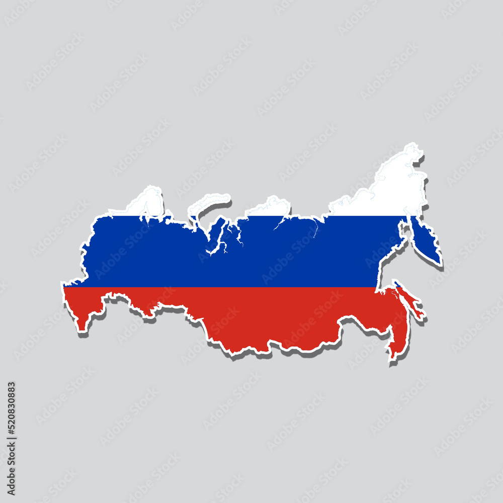 Fototapeta premium Flag of Russia in the shape of the country's map