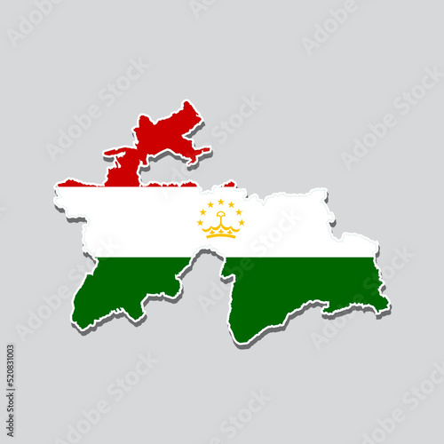 Flag of Tajikistan in the shape of the country's map